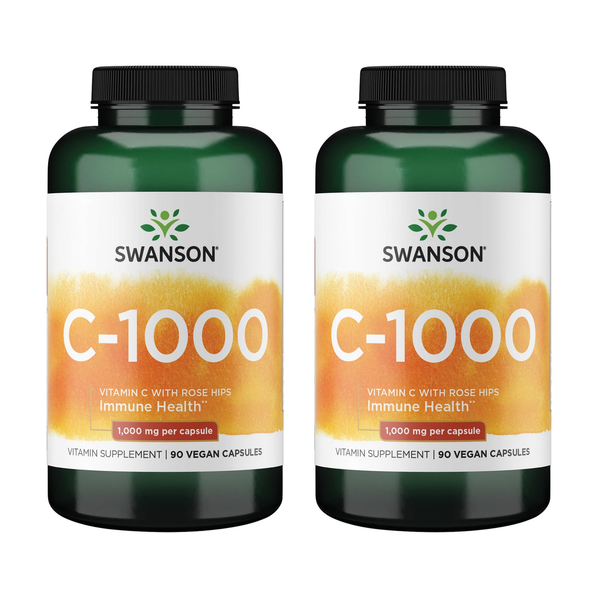 Swanson Vitamin C 1000mg with Rose Hips 90 Capsules front view