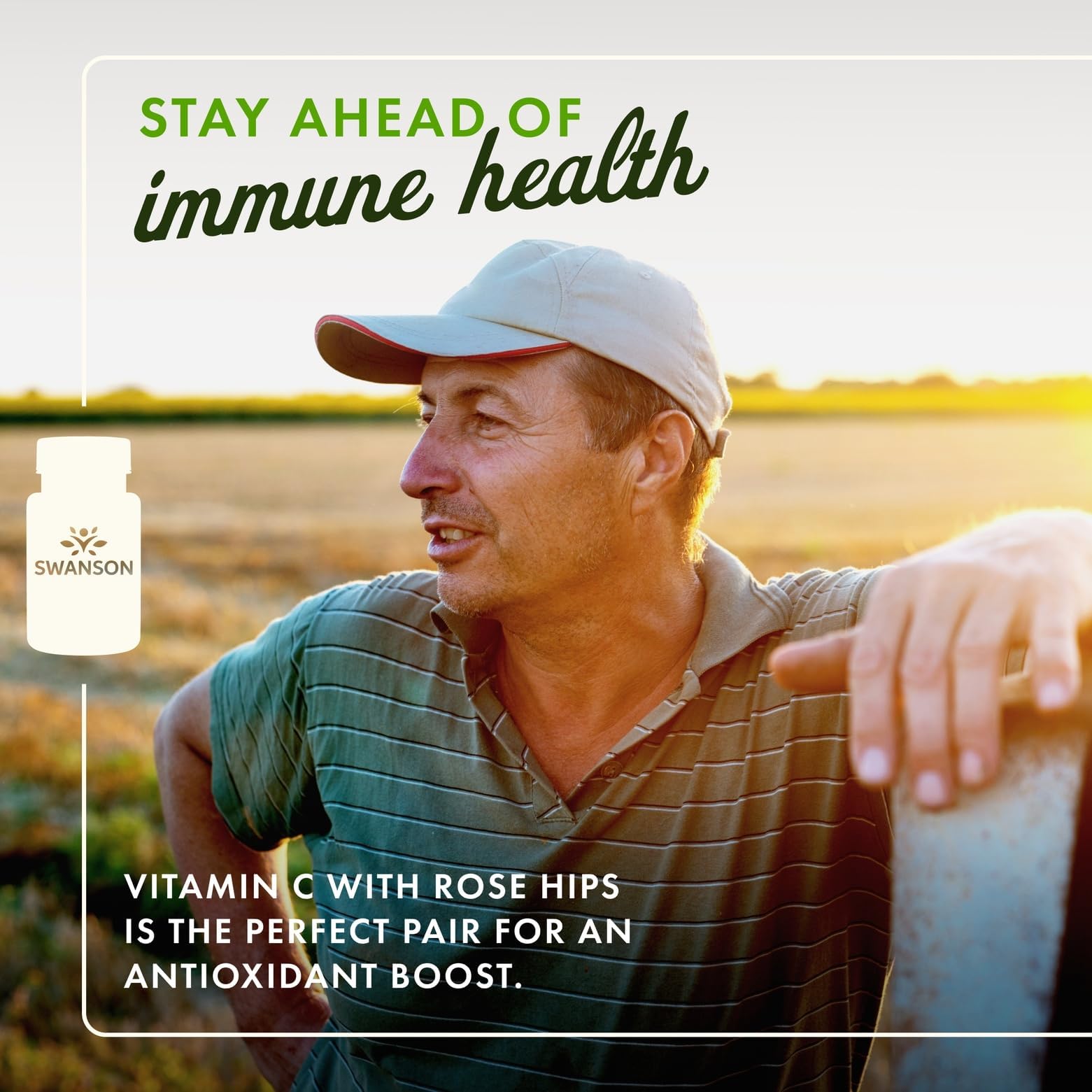 Swanson Vitamin C 1000mg with Rose Hips bottle side view