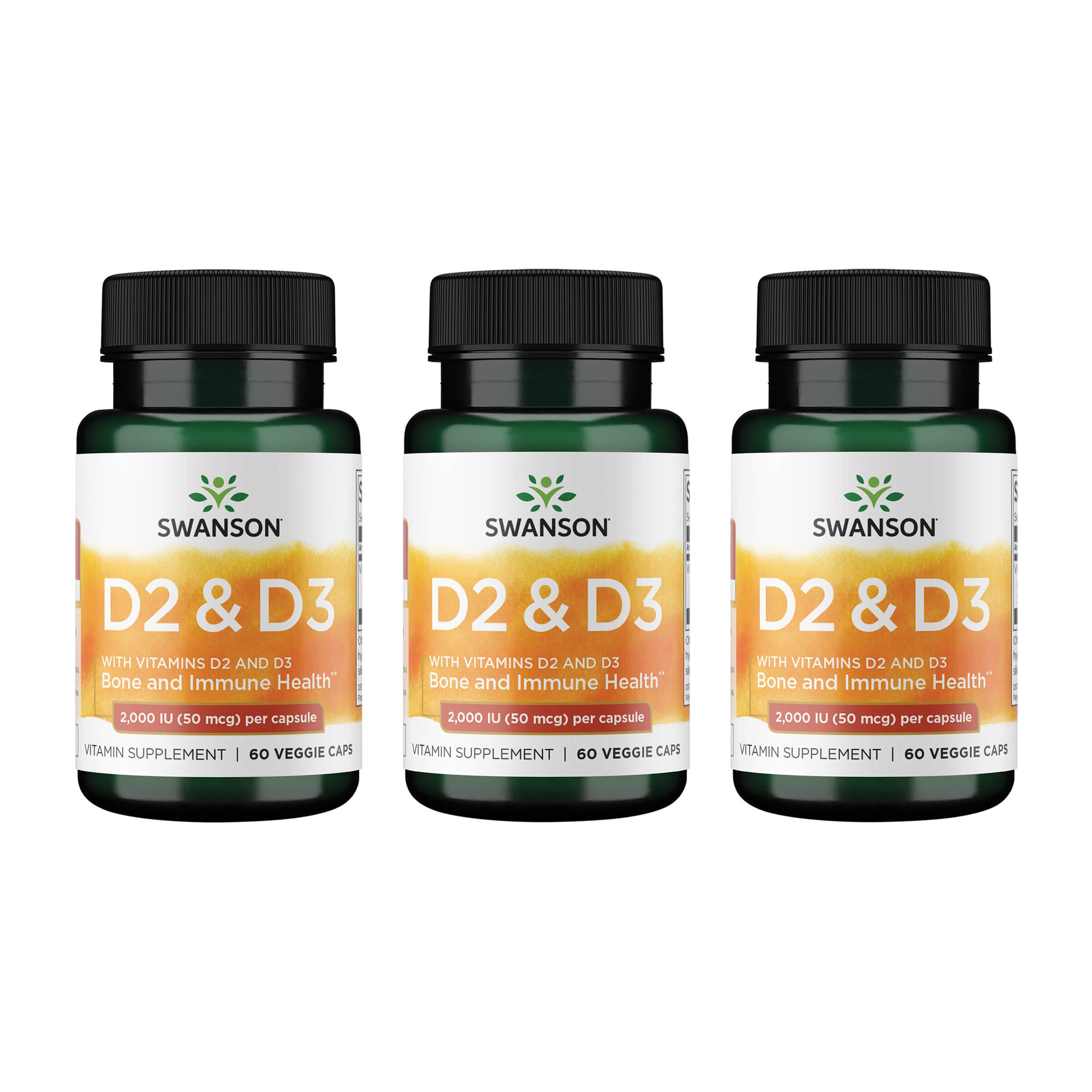 Swanson Vitamin D Complex 50 mcg capsules front view