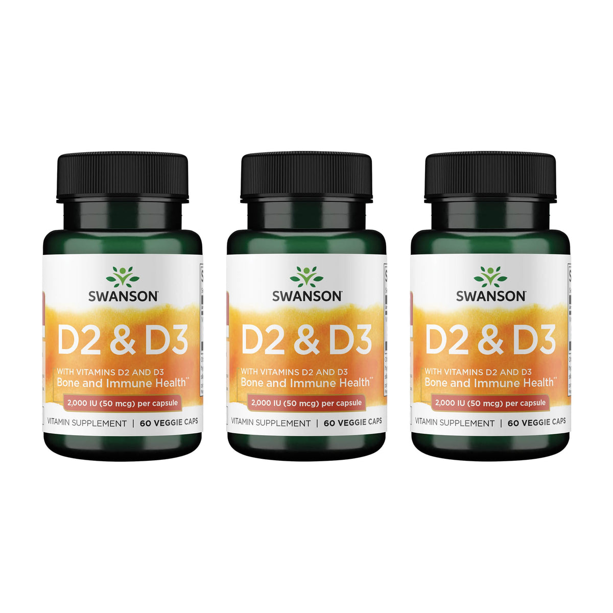 Swanson Vitamin D Complex 50 mcg capsules front view