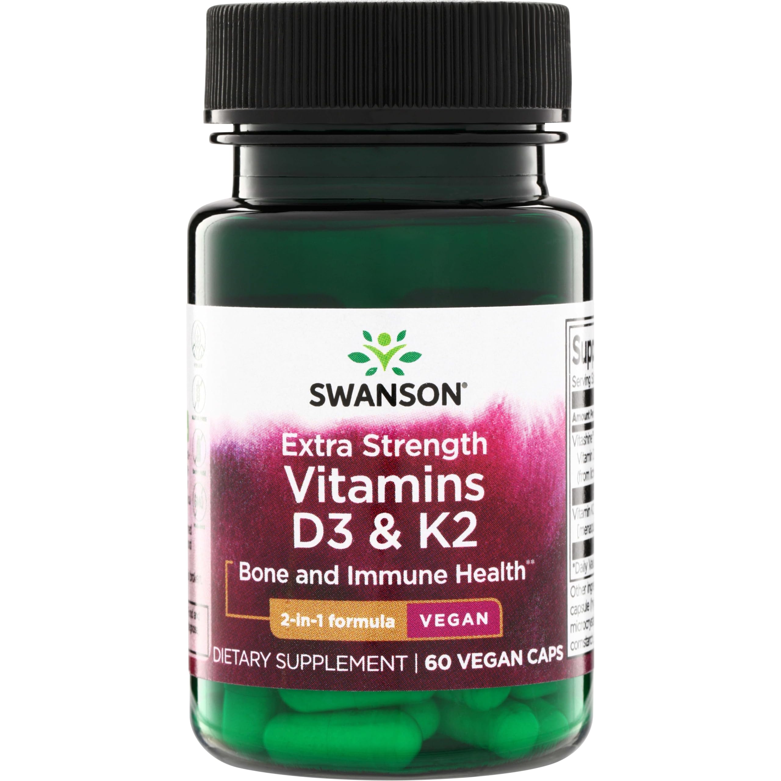 Swanson Vitamin D3 & K2 bottle front view