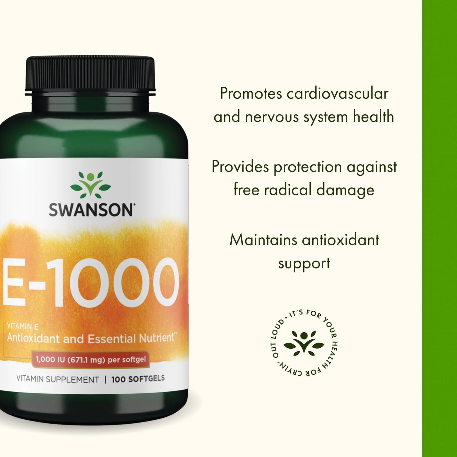 Swanson Vitamin E 671.1mg Softgel Capsules close-up of softgel