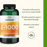 Swanson Vitamin E Softgels on a wooden table