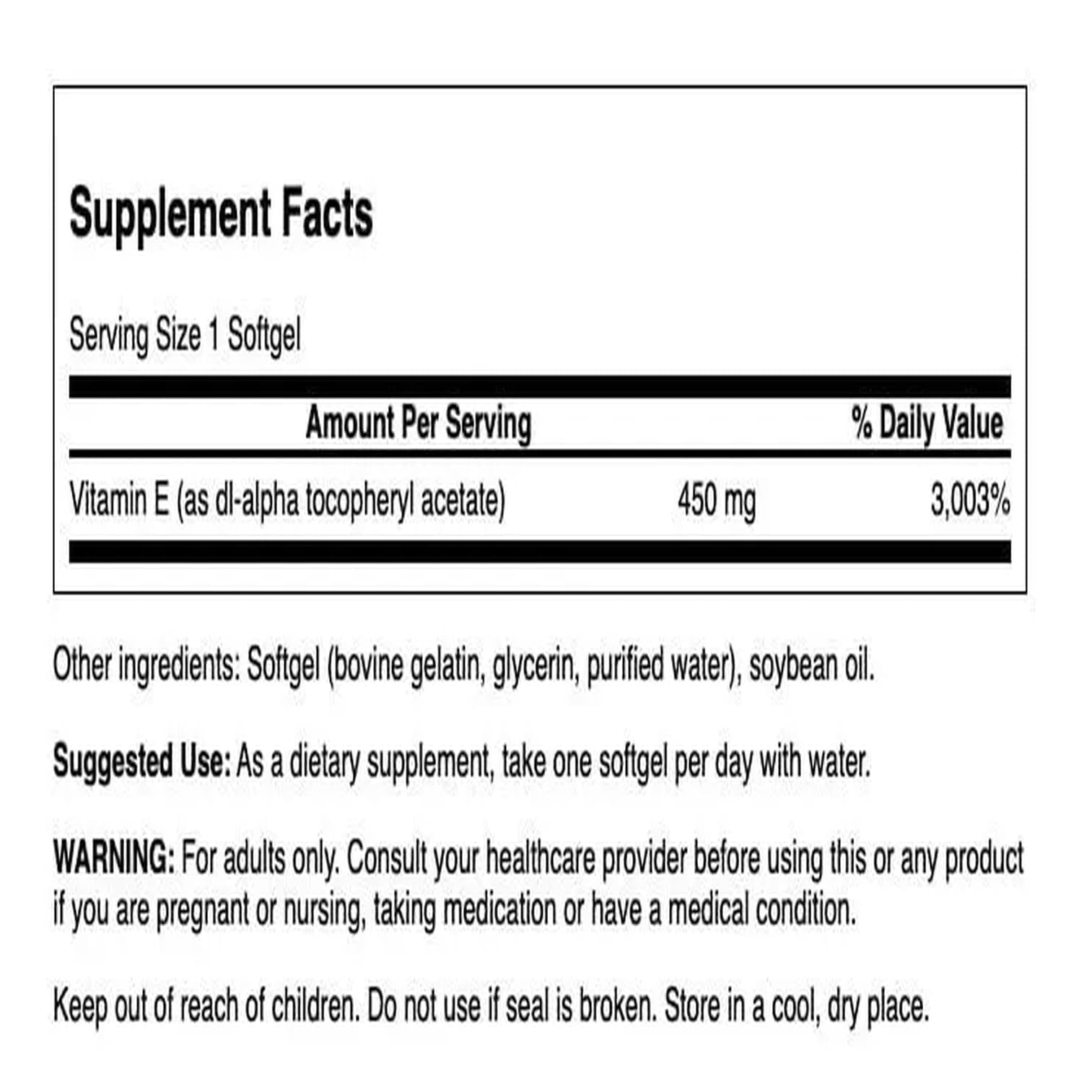 Swanson Vitamin E Softgels packaging