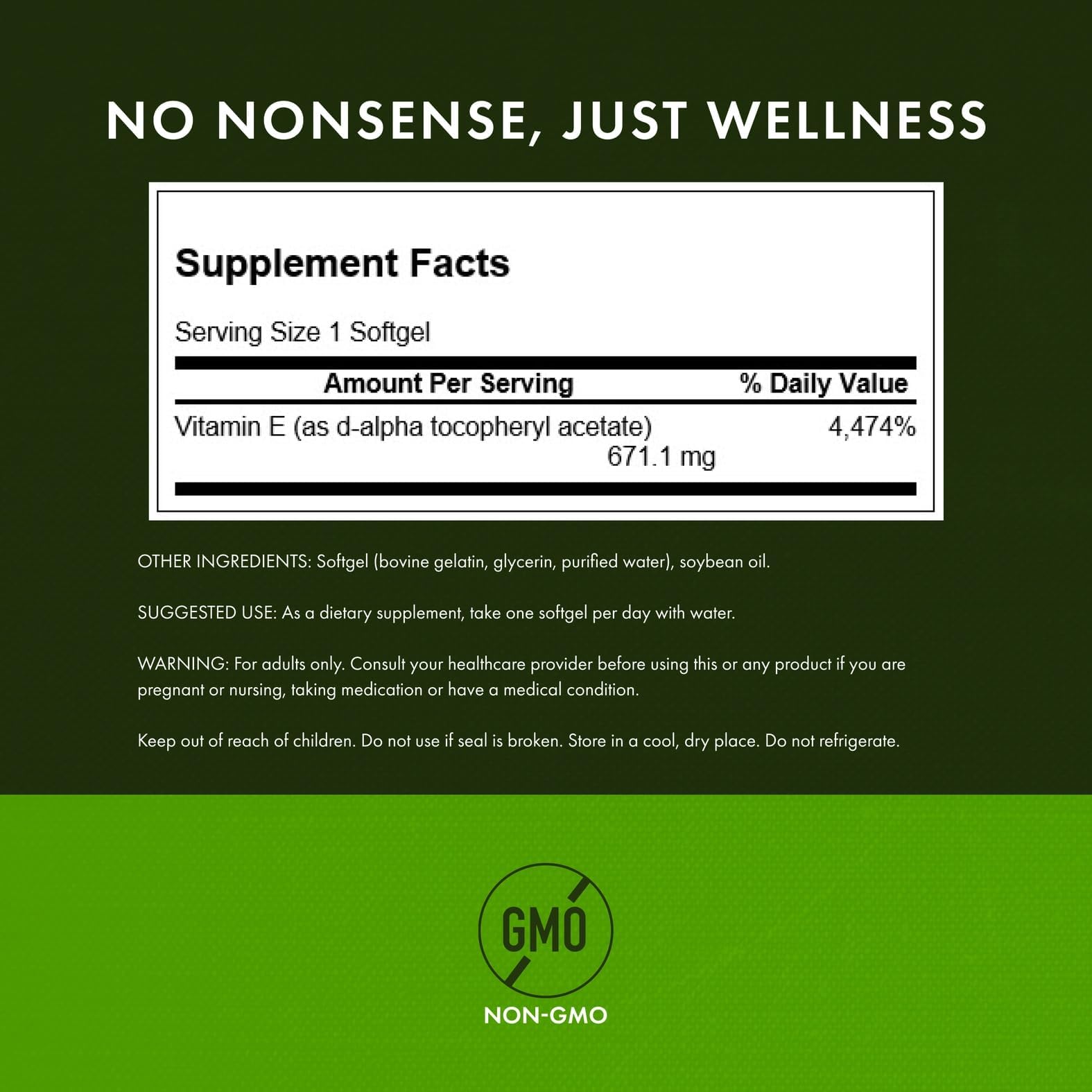 Swanson Vitamin E Softgels packaging side view