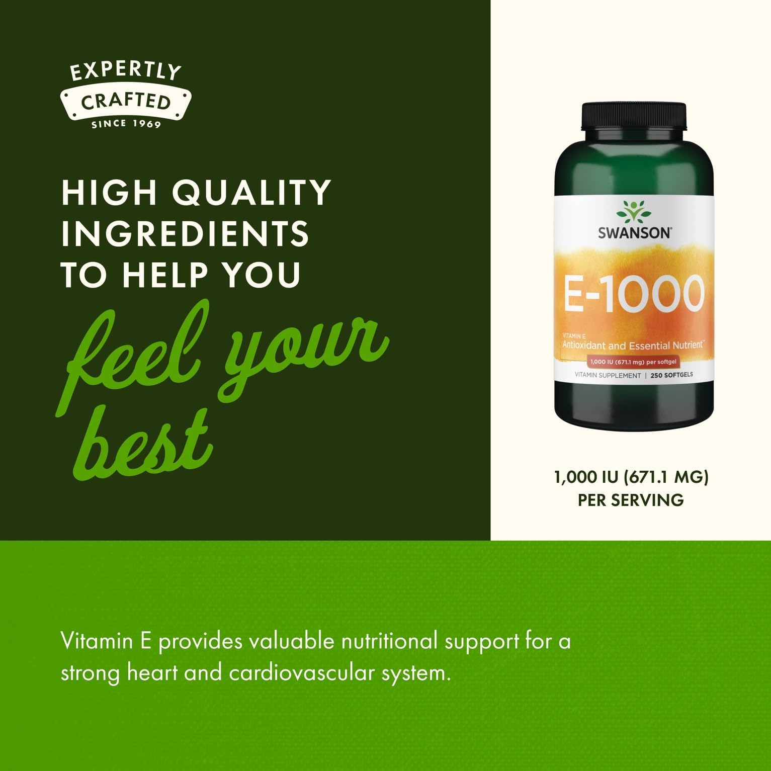 Swanson Vitamin E Softgels with a measuring spoon
