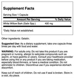 Swanson White Willow Bark 400mg supplement side view showing label