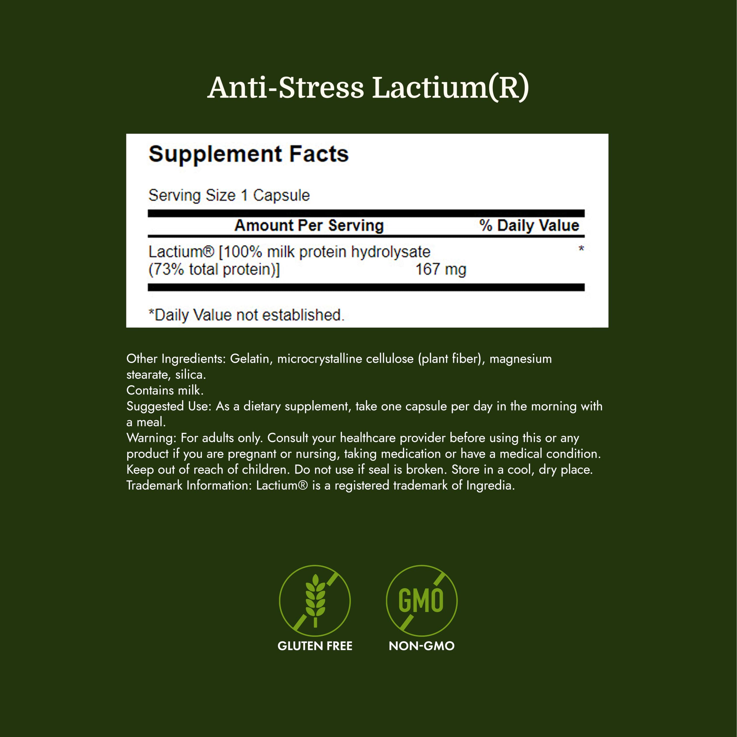 Swanson Women's Anti-Stress Formula Lactium 167 mg capsules in packaging