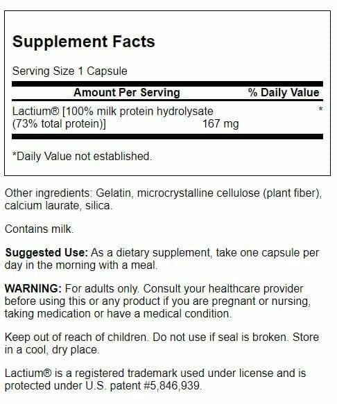 Swanson Women's Anti-Stress Formula Lactium 60 capsules side view
