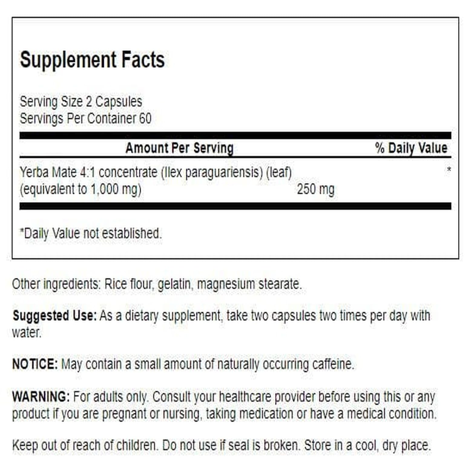 Swanson Yerba Mate 4:1 Concentrate Energy Supplement side view with label