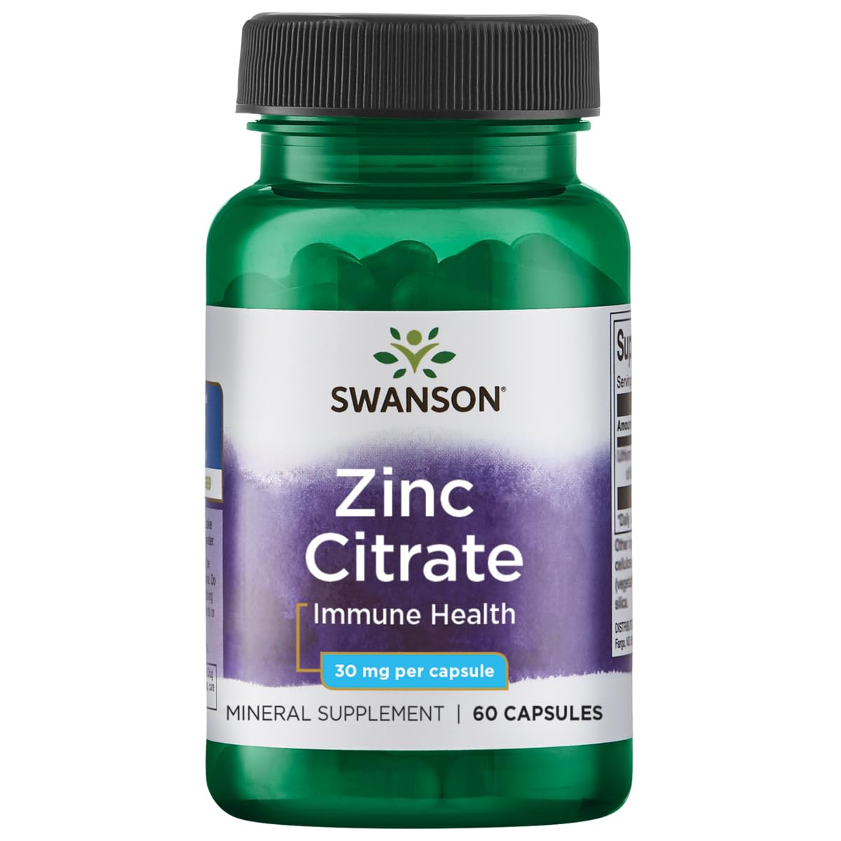 Swanson Zinc Citrate 30mg supplement front view