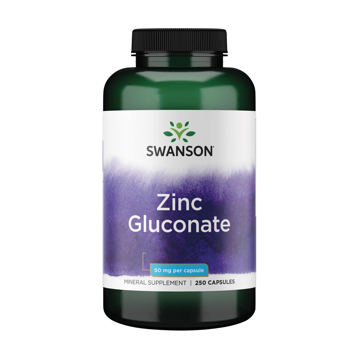 Swanson Zinc Gluconate Capsules 50mg front view