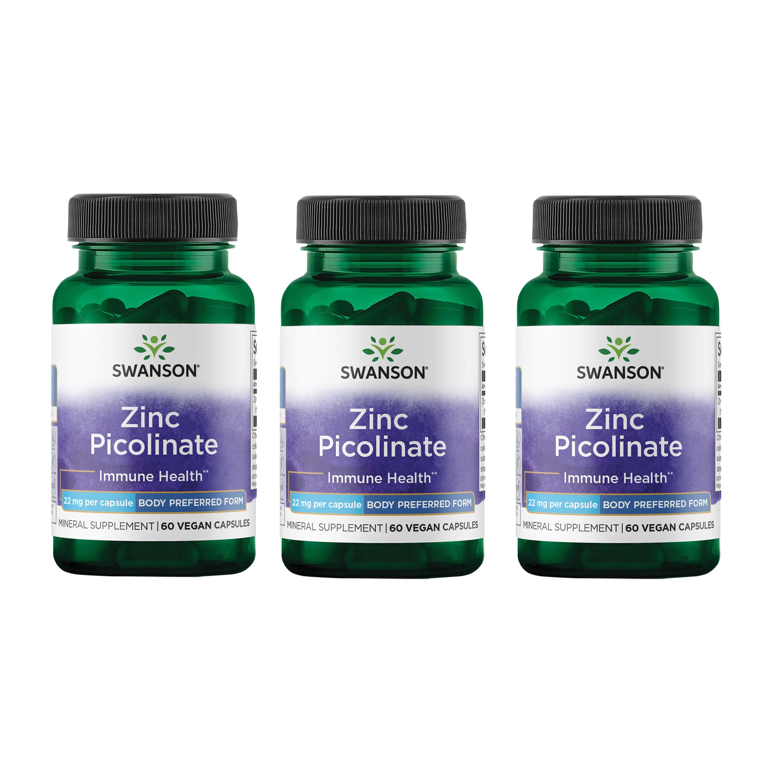 Swanson Zinc Picolinate Capsules 22mg bottle front view