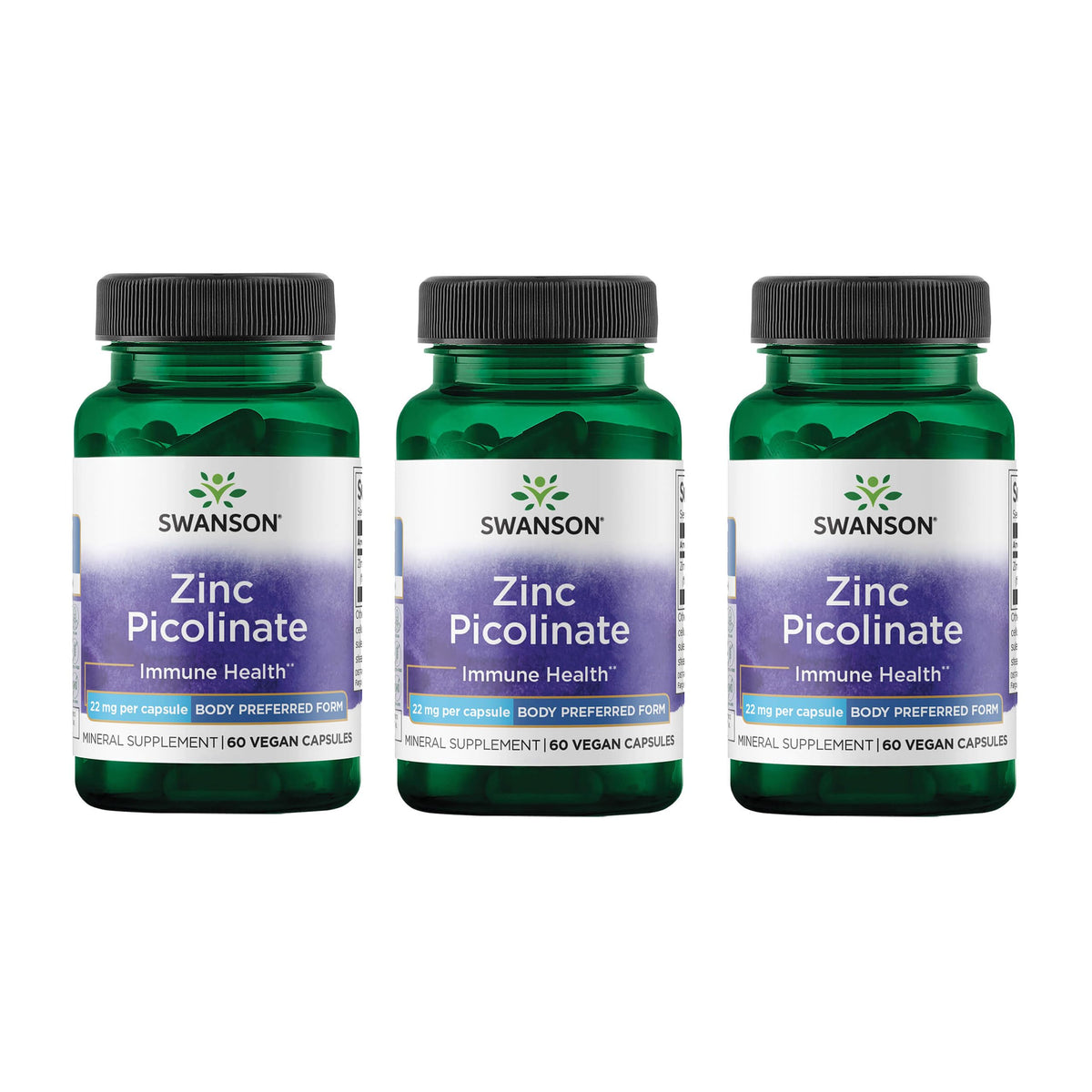 Swanson Zinc Picolinate Capsules 22mg bottle front view