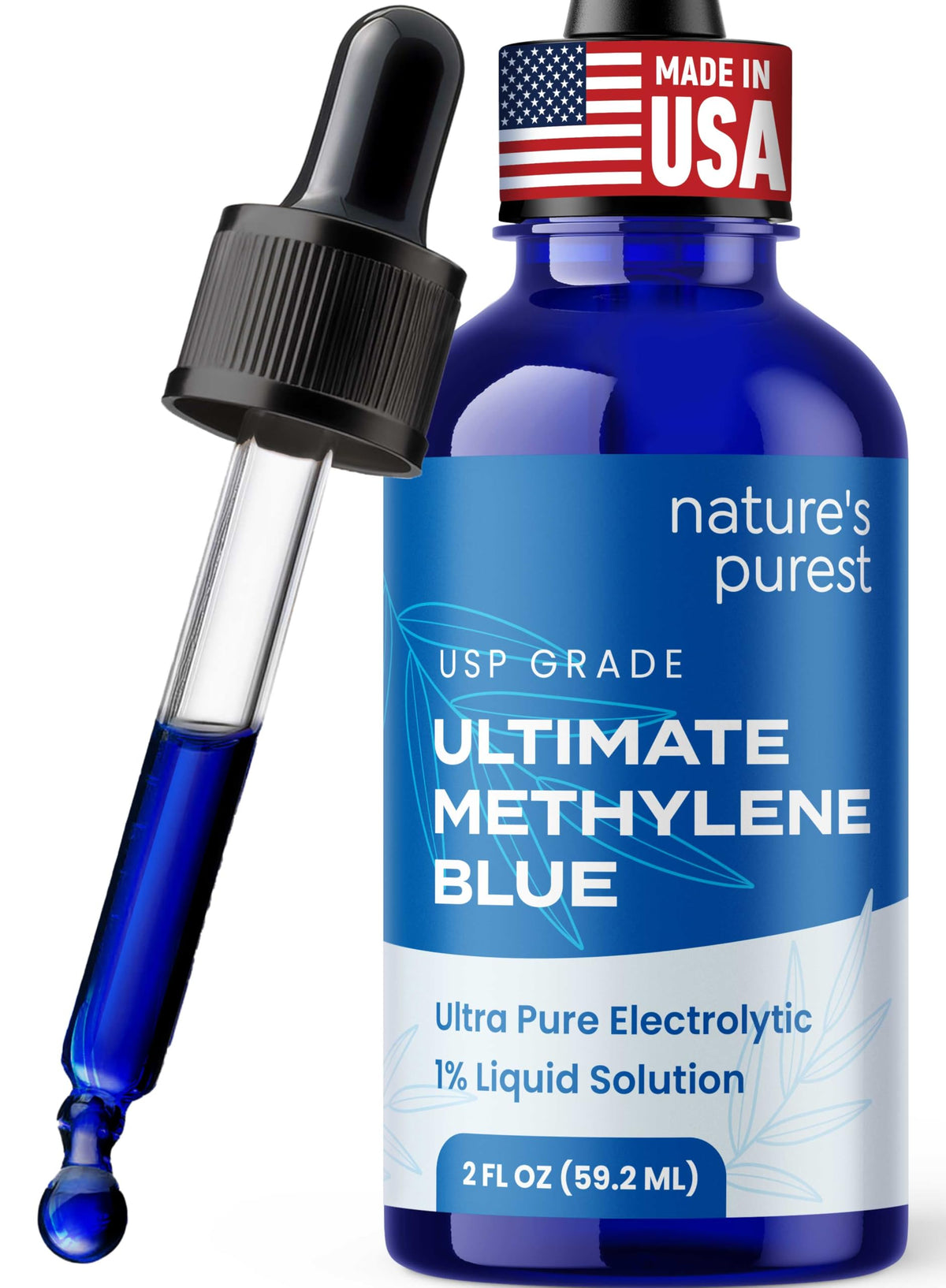 Sweat & Soul Methylene Blue Solution 1% front view in glass bottle