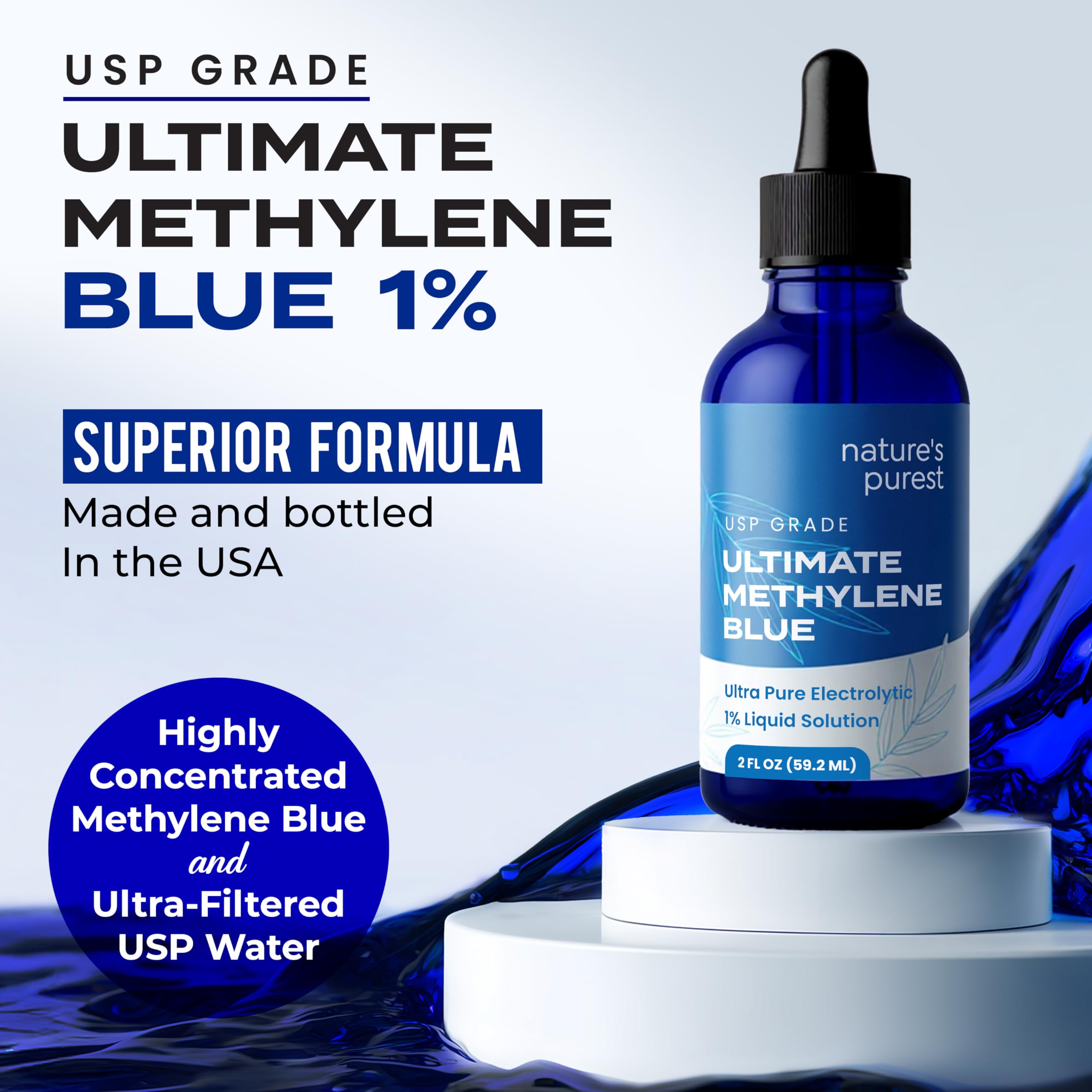 Sweat & Soul Methylene Blue Solution 1% placed on a wooden table