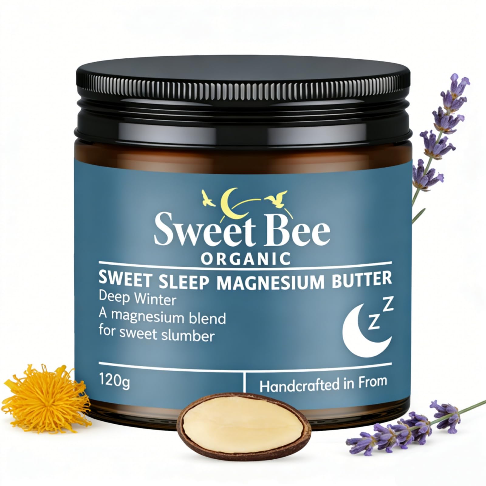 Sweet Bee Organic Magnesium Butter Lavender 4.23 oz front view