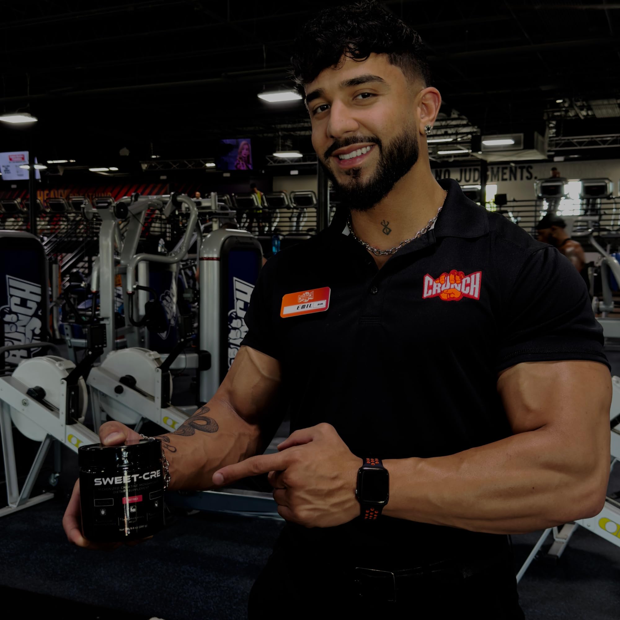 Sweet Cre Creatine Powder with workout gear