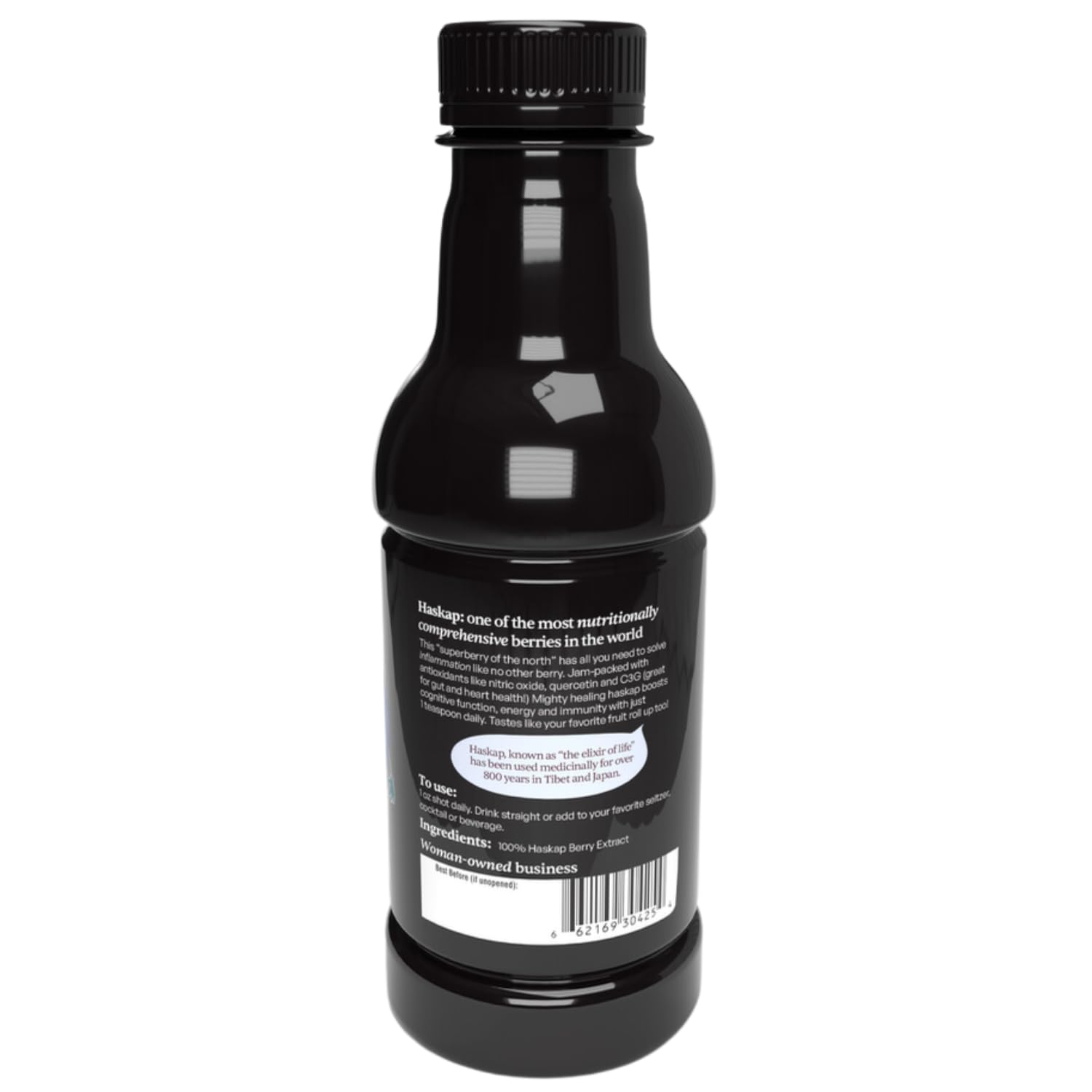 Sweet Prairie Haskap Berry Extract bottle side view