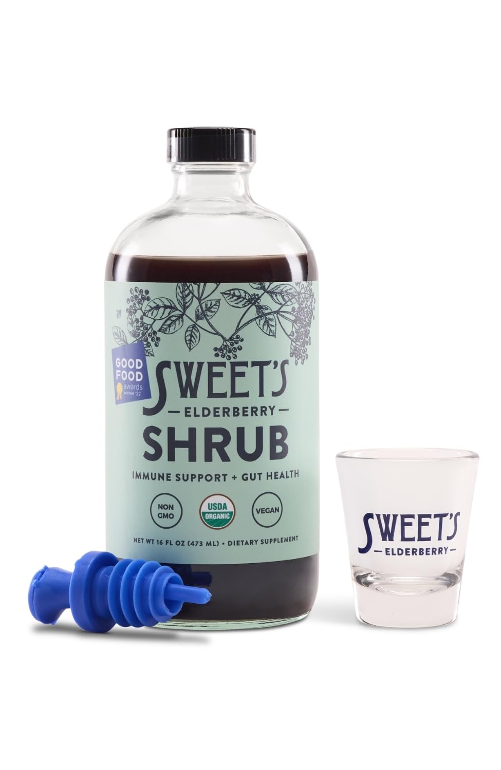 Sweet's Elderberry Organic Shrub 454g ingredients close-up