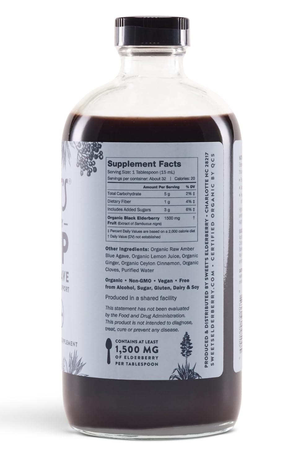 Sweet's Elderberry Syrup with fresh elderberries