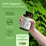 Sweetbottoms Moringa Capsules side view showing capsule size