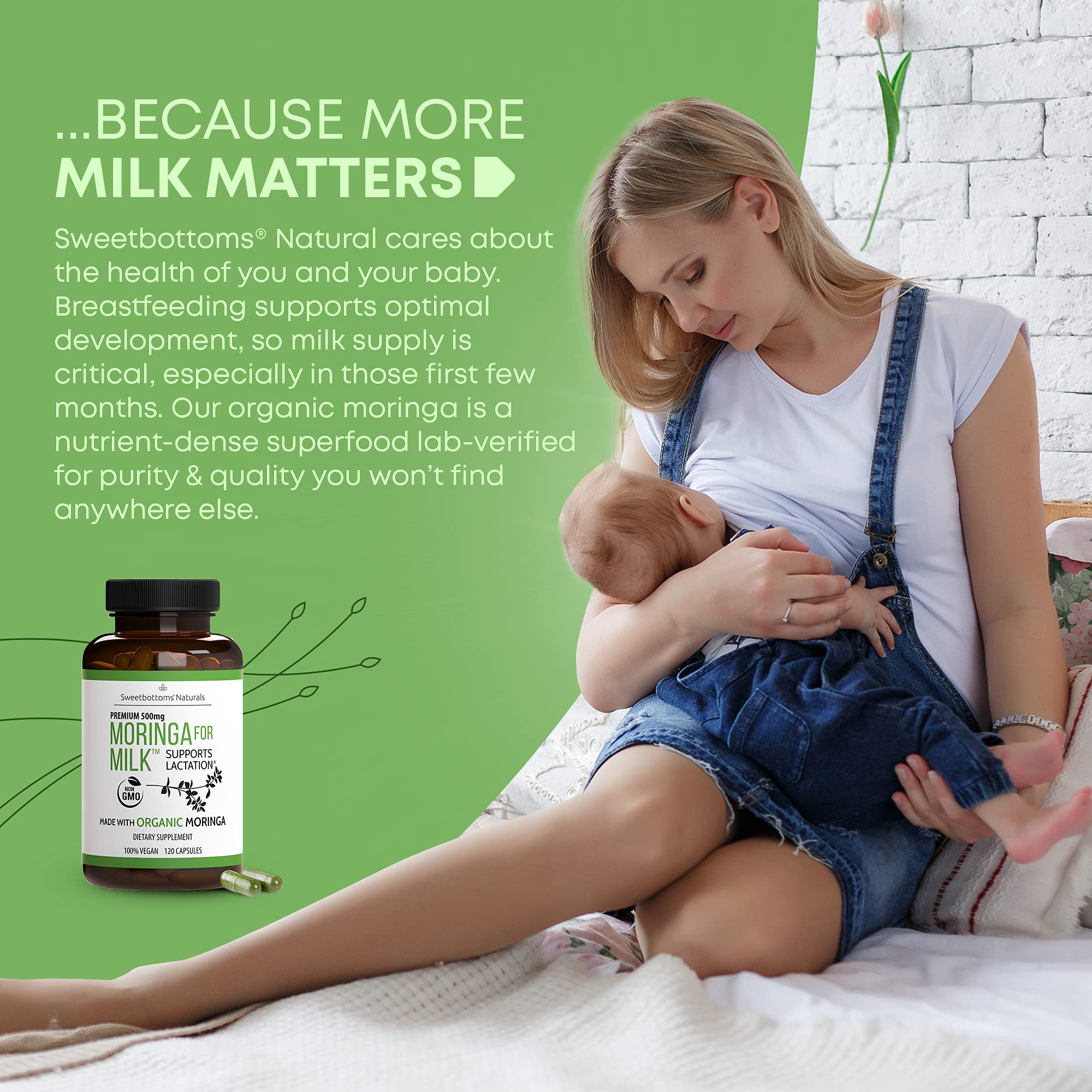 Sweetbottoms Moringa Capsules with a measuring spoon for dosage