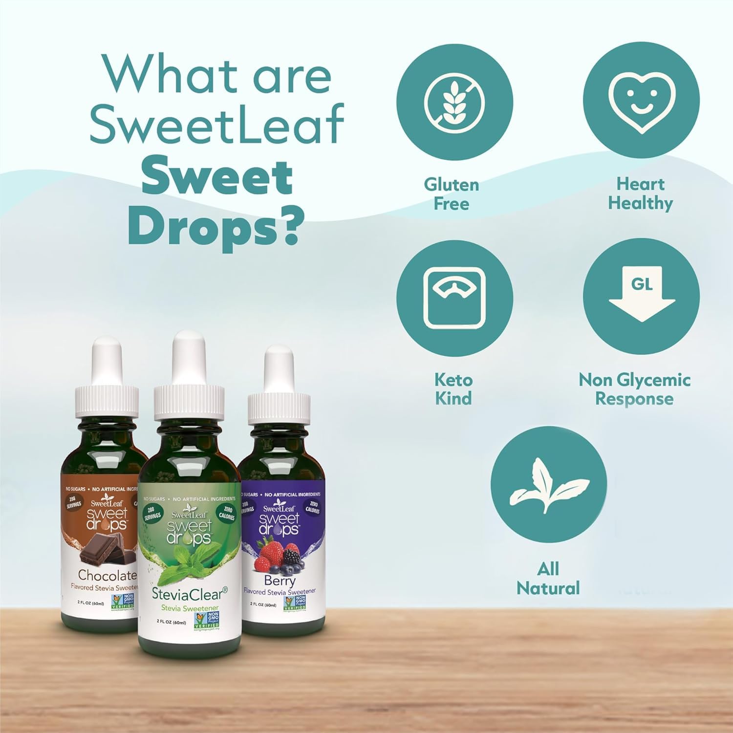 SweetLeaf Cola Sweet Drops in a kitchen setting