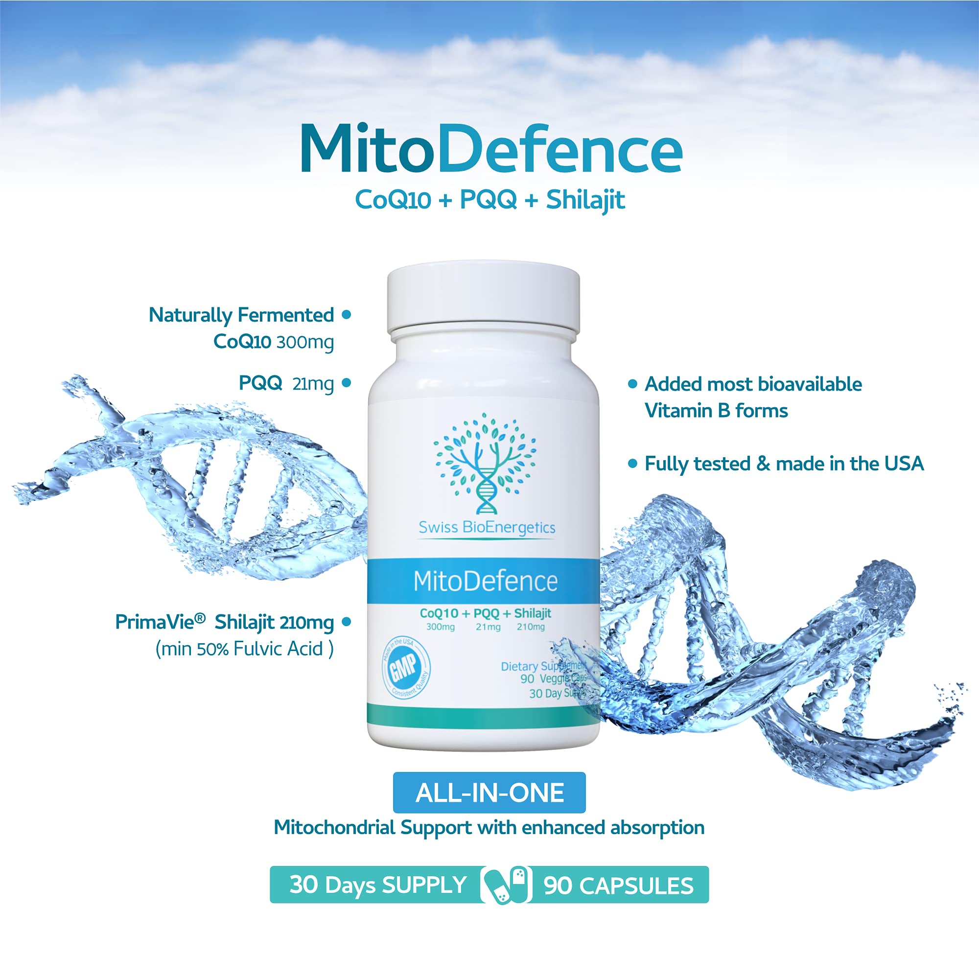 swiss bioenergetics CoQ10 MitoDefence 300mg supplement capsules