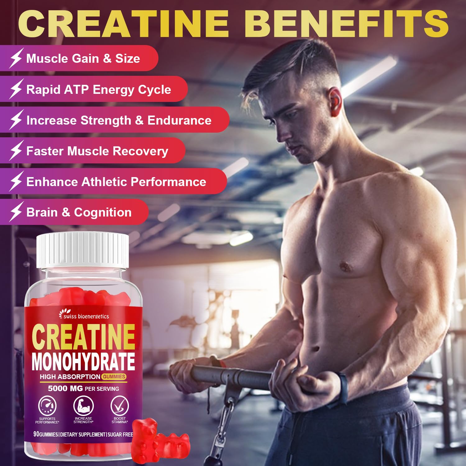 swiss bioenergetics Creatine Gummies inside the bottle