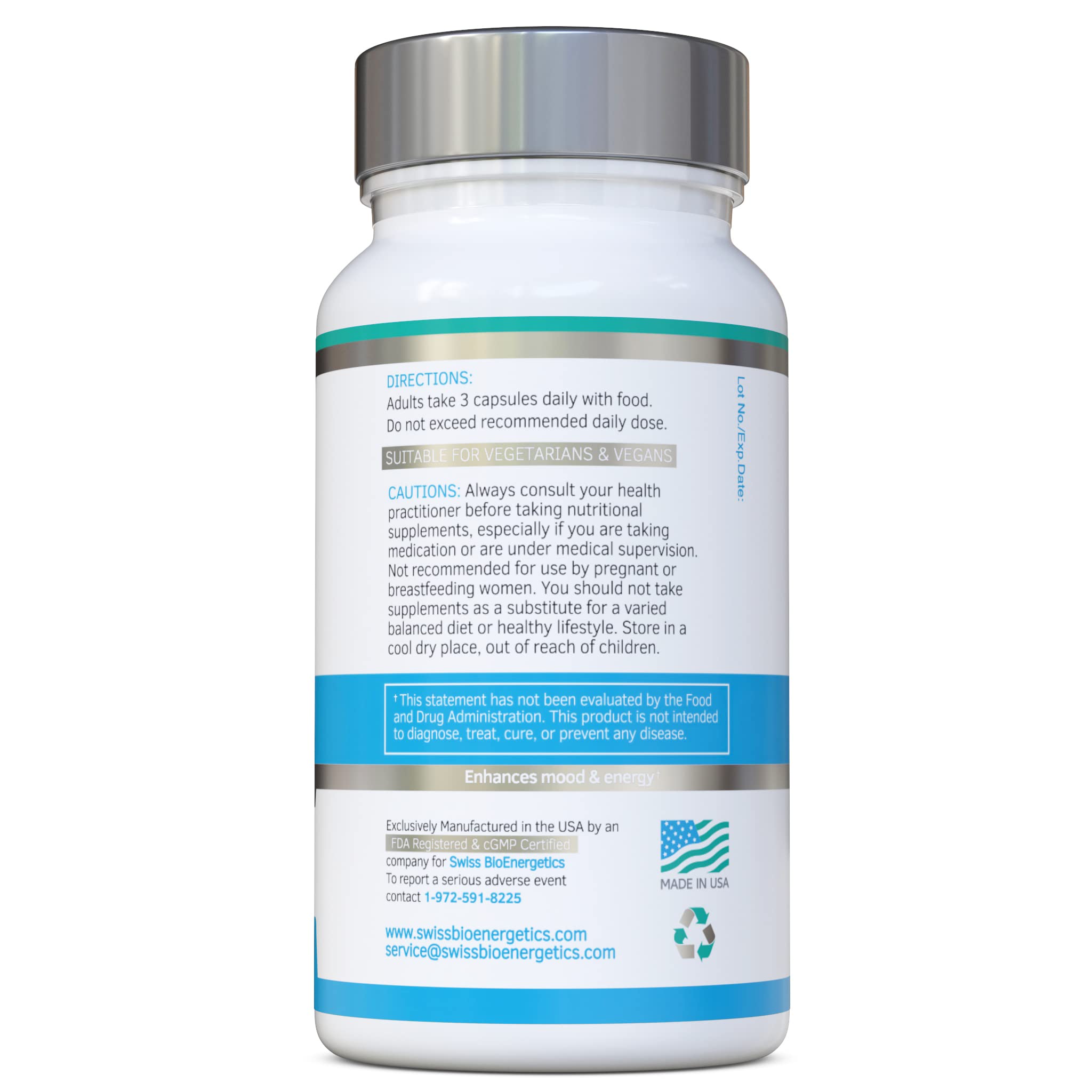 swiss bioenergetics Rhodiola & Ashwagandha Capsules opened bottle