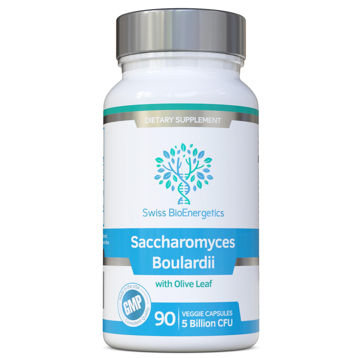 Swiss BioEnergetics Saccharomyces Boulardii capsule bottle front view