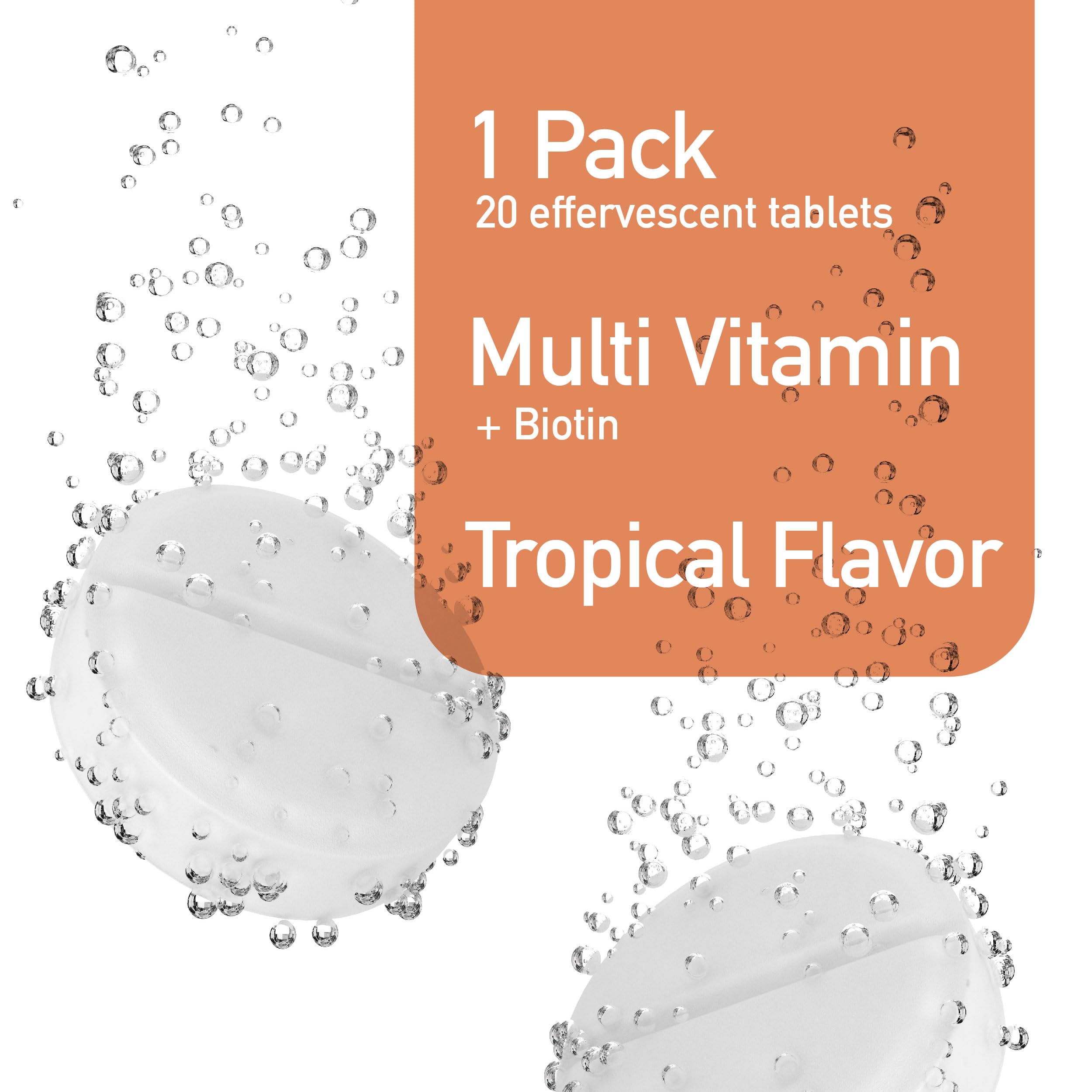 Swiss Imports Multivitamins + Biotin effervescent tablet dissolving in water