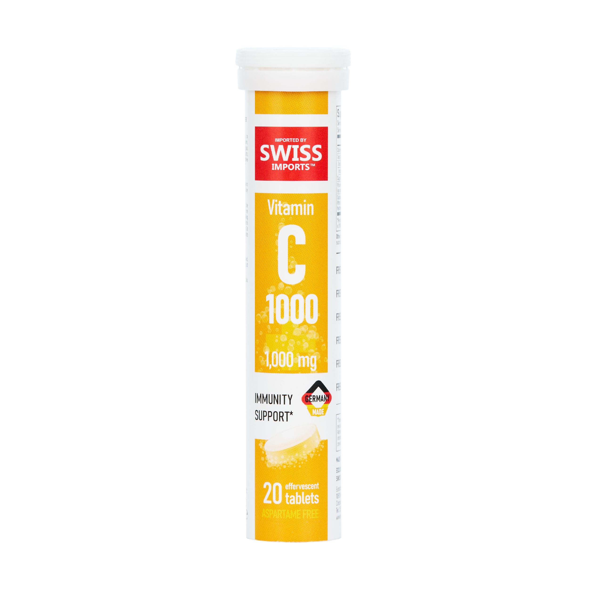 Swiss Imports Vitamin C Effervescent Tablets front view with packaging