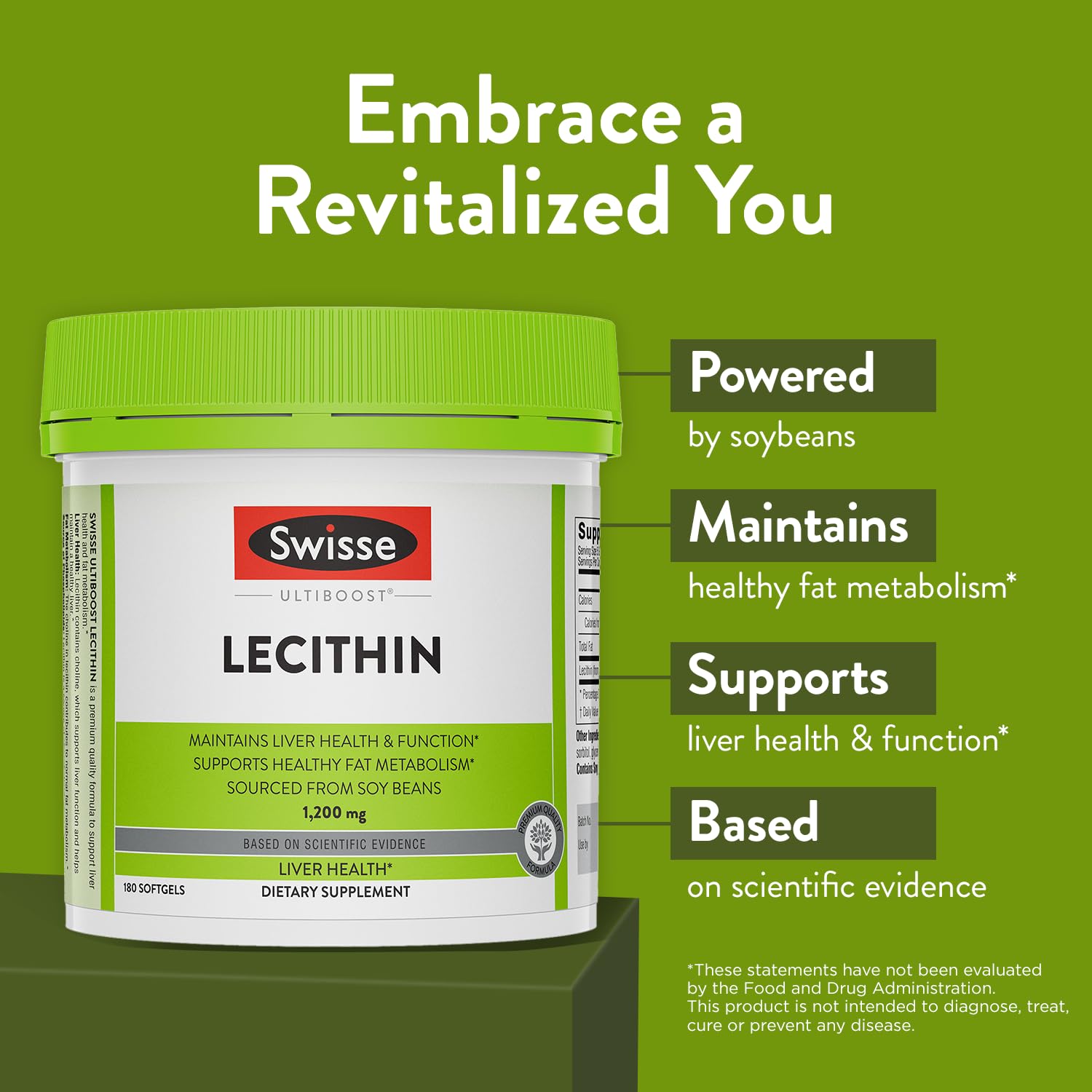 Swisse Soy Lecithin Capsules 3000mg side view