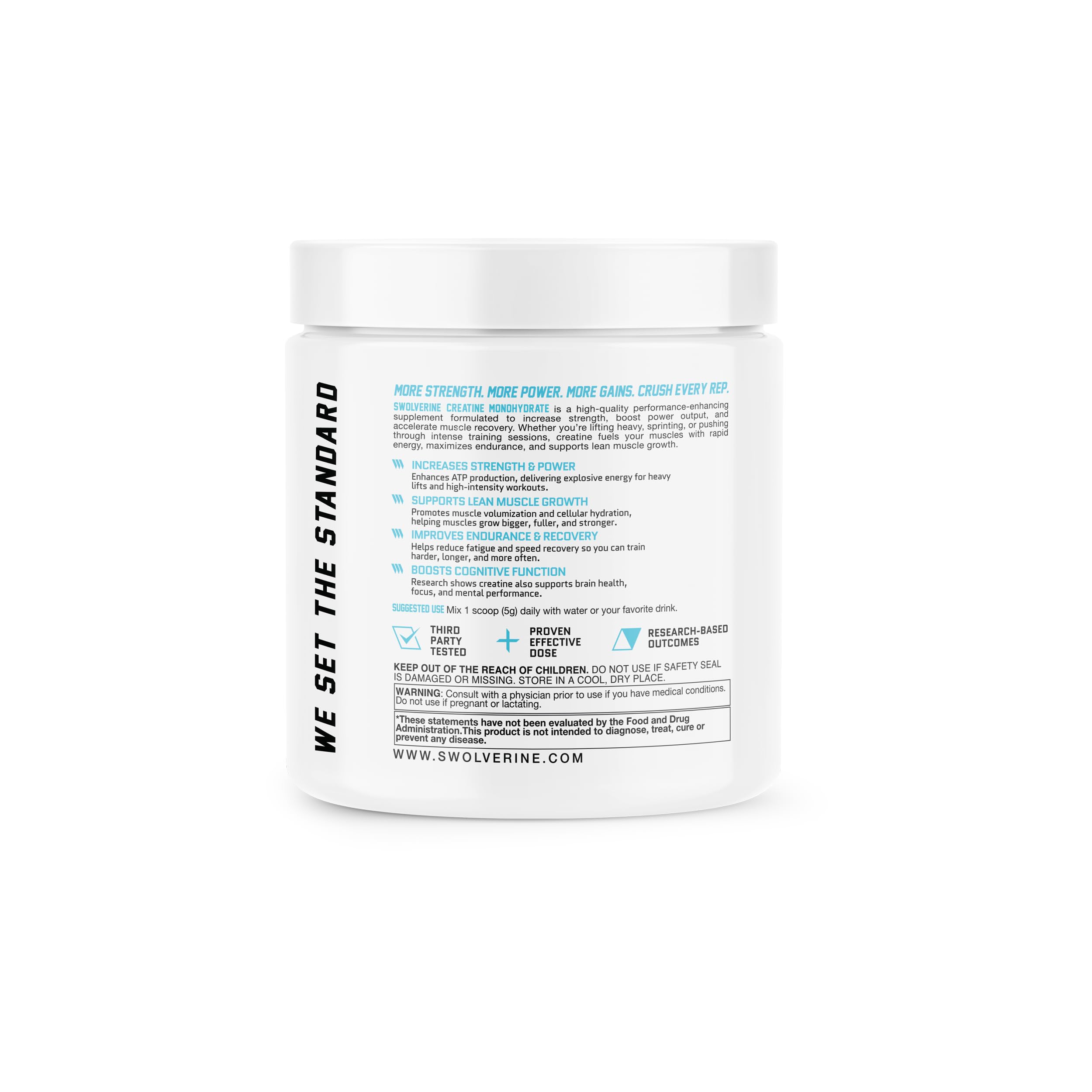 Swolverine Creatine Monohydrate mixed in a glass of water