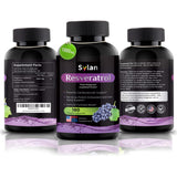 SYLAN Resveratrol 1000mg Capsules on a wooden table