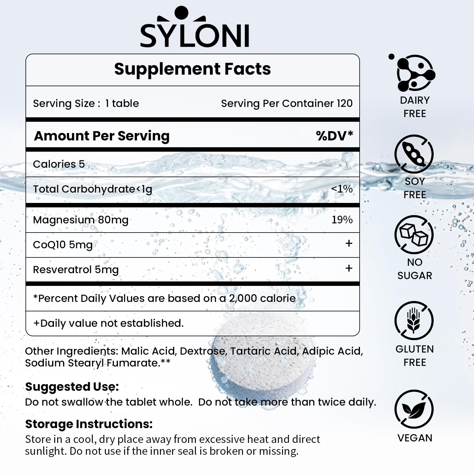 Syloni Magnesium Hydrogen Tablets close-up of tablets