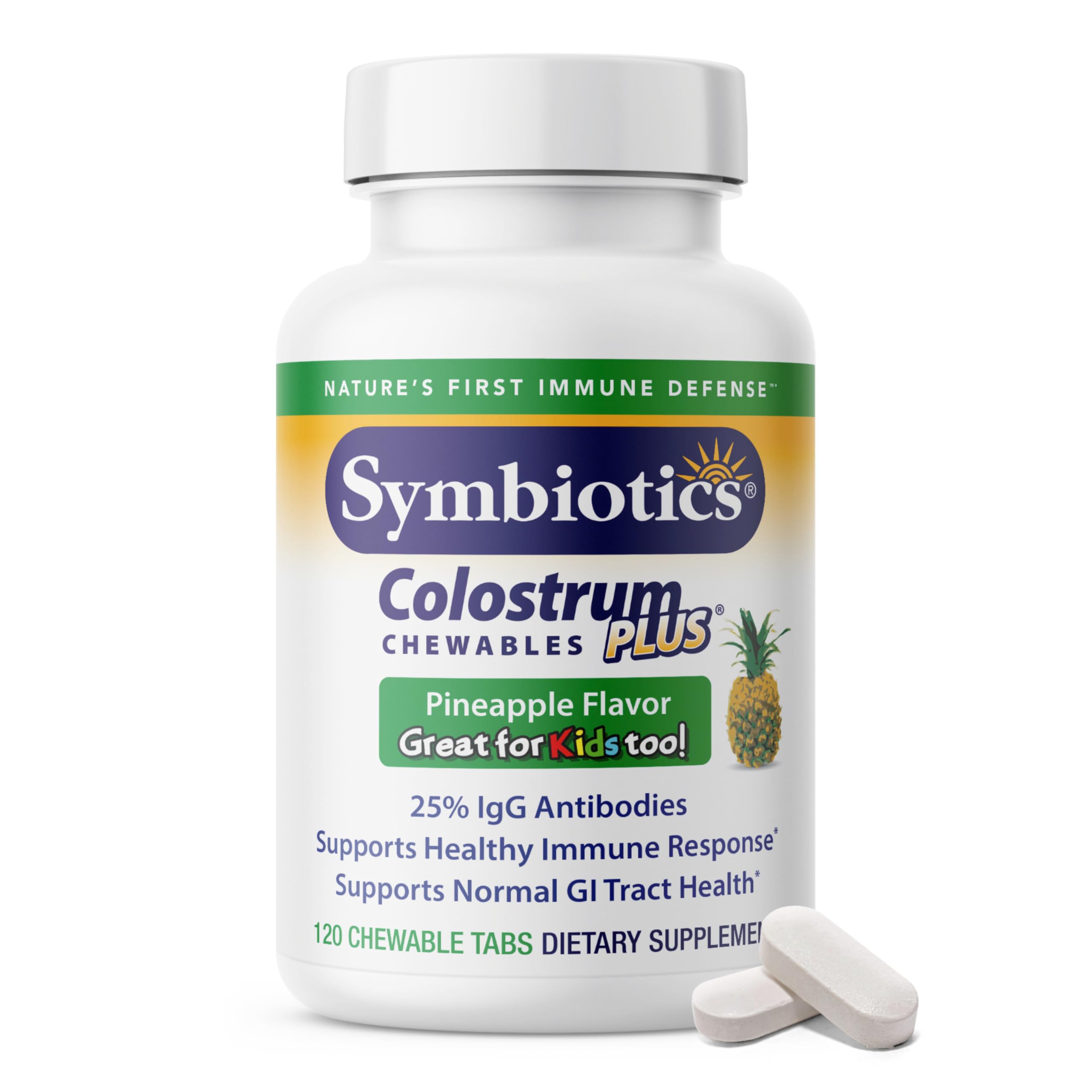 Symbiotics Colostrum Capsules front view with packaging