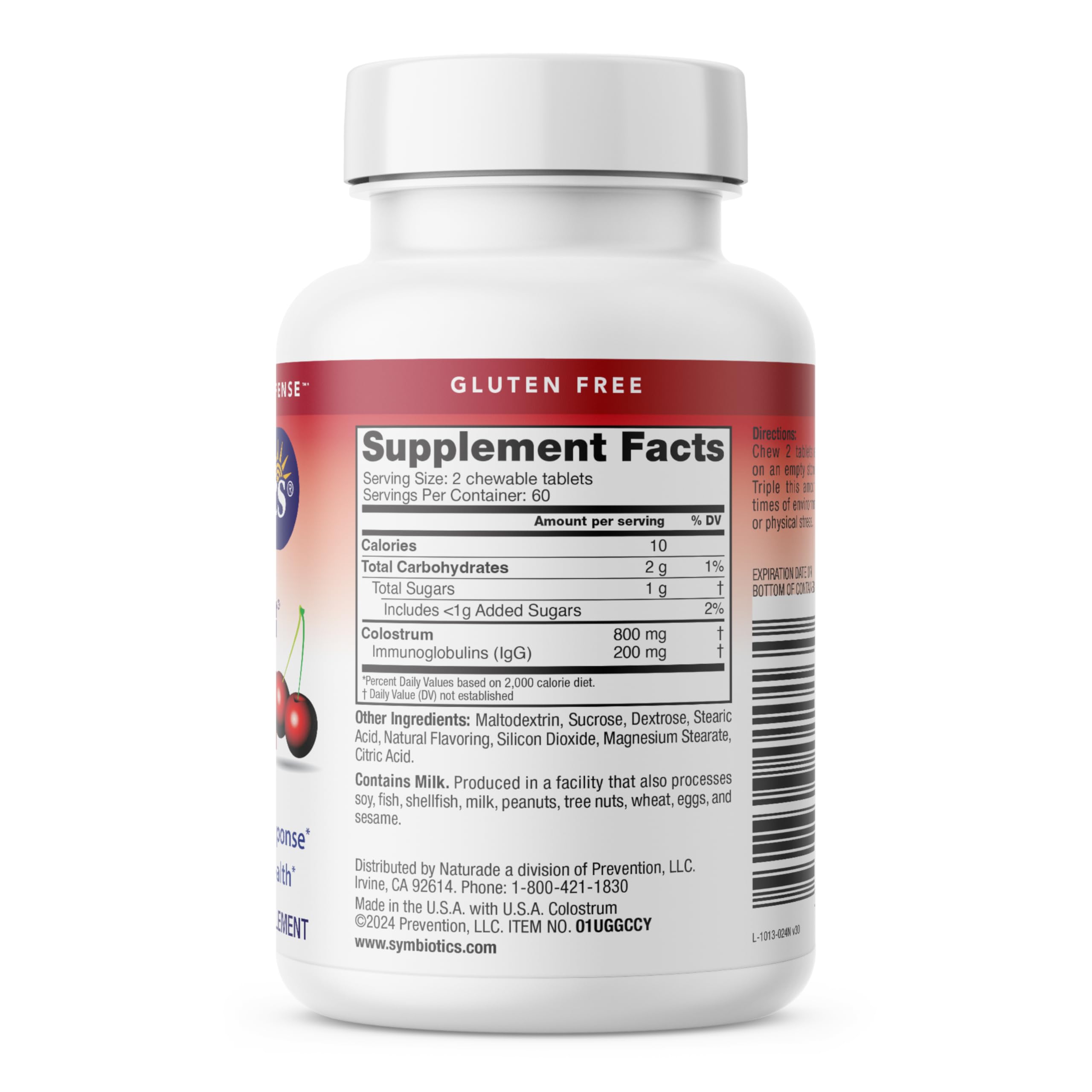 Symbiotics Colostrum Chewables 181g with a measuring spoon