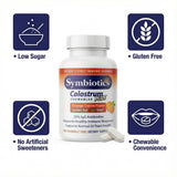 Symbiotics Colostrum Chewables natural orange flavour close-up