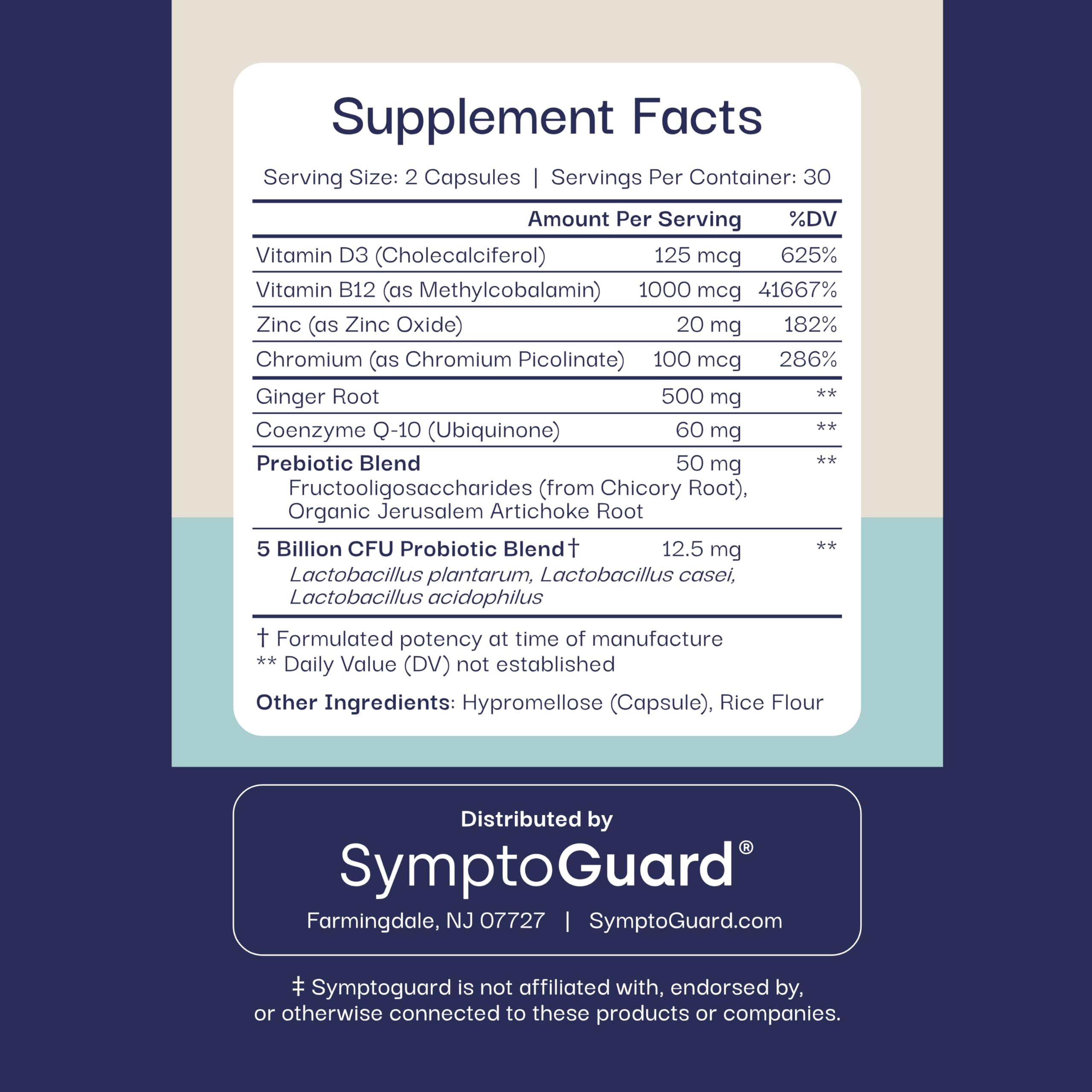 SymptoGuard GLP-1 daily Support Capsules with water glass