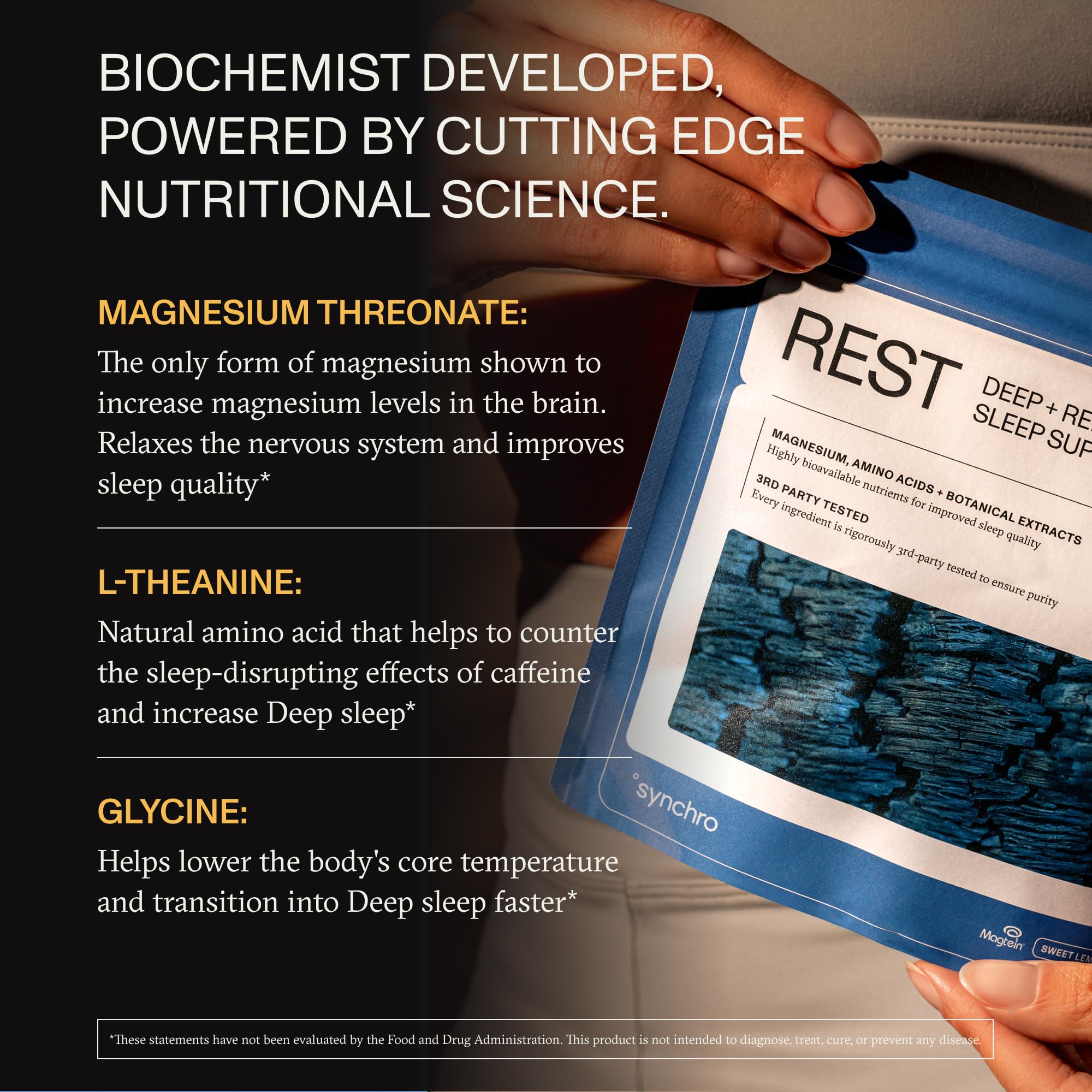 Synchro Rest Sleep Supplement ingredients list on packaging