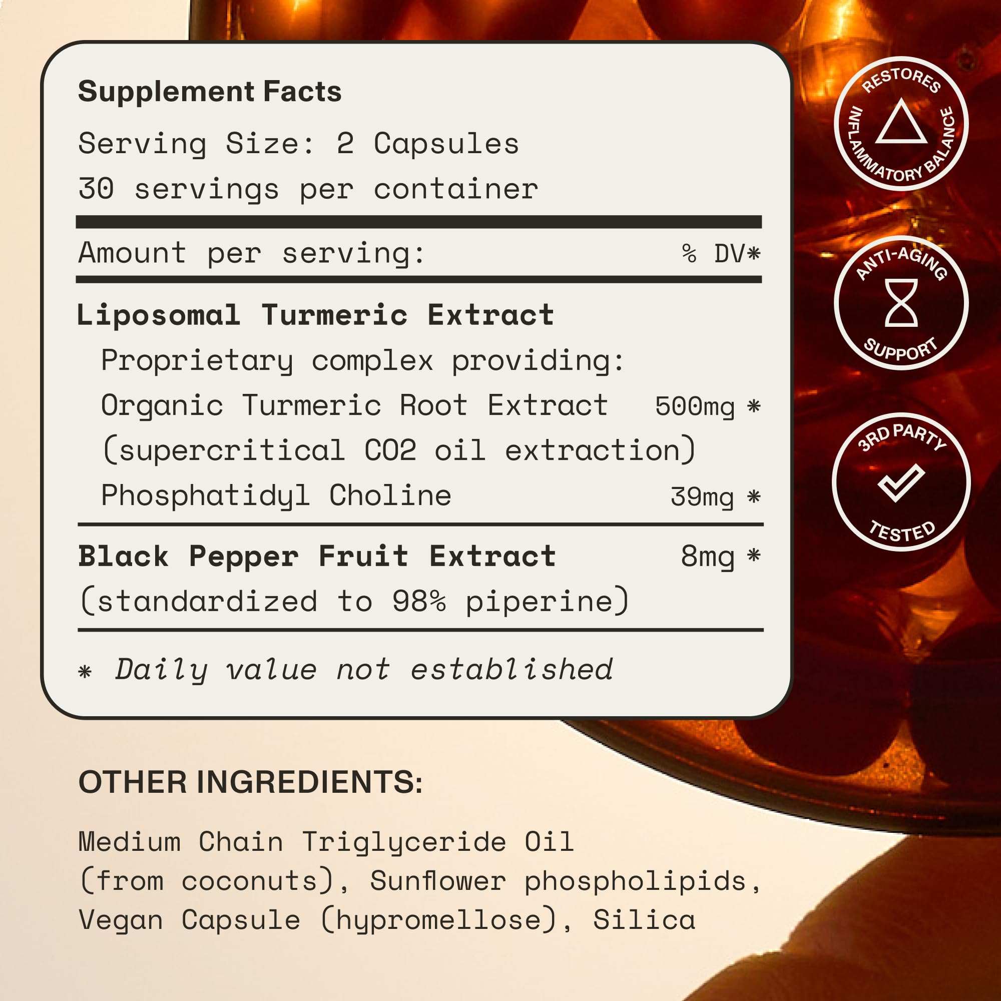 Synchro Turmeric Gold Ultra Concentrated Liposomal label close-up