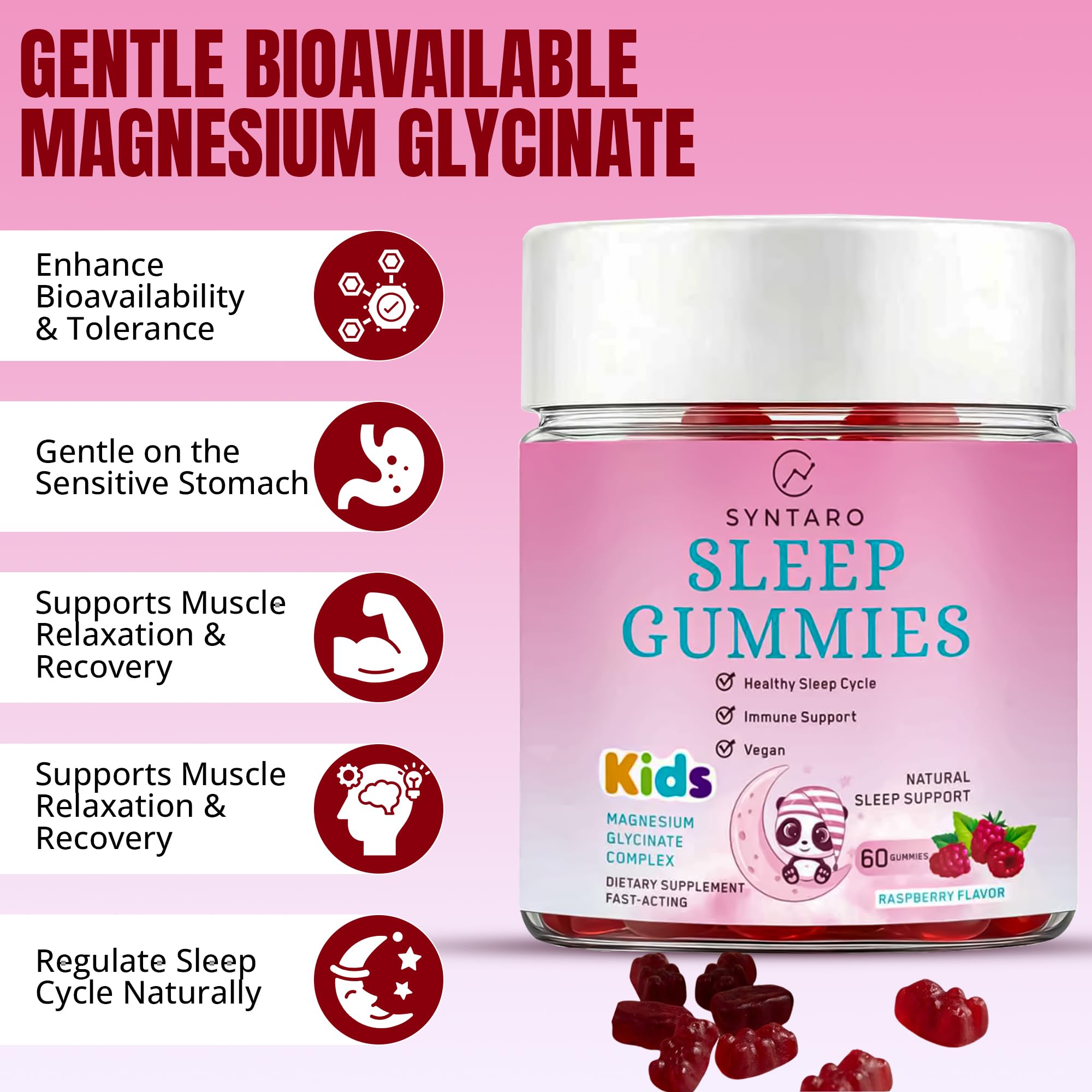 SYNTARO Sleep Gummies packaging with nutritional information