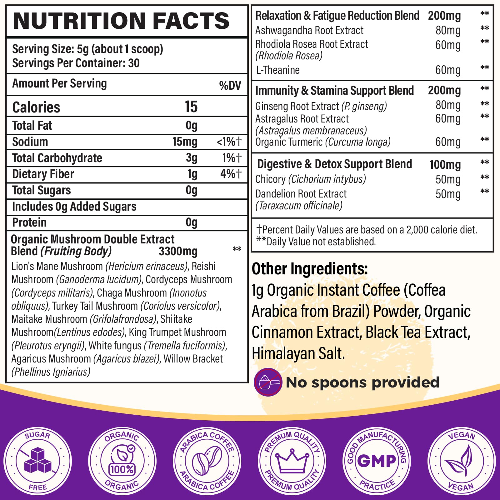 Syokupoe Mushroom Coffee Blend 11 Mushrooms serving suggestion