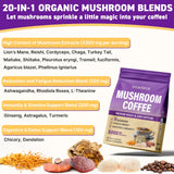 Syokupoe Mushroom Coffee Blend packaging with ingredients