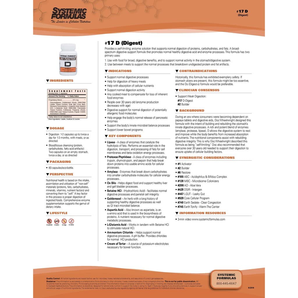 Systemic Formulas D - daily bottle with capsules open