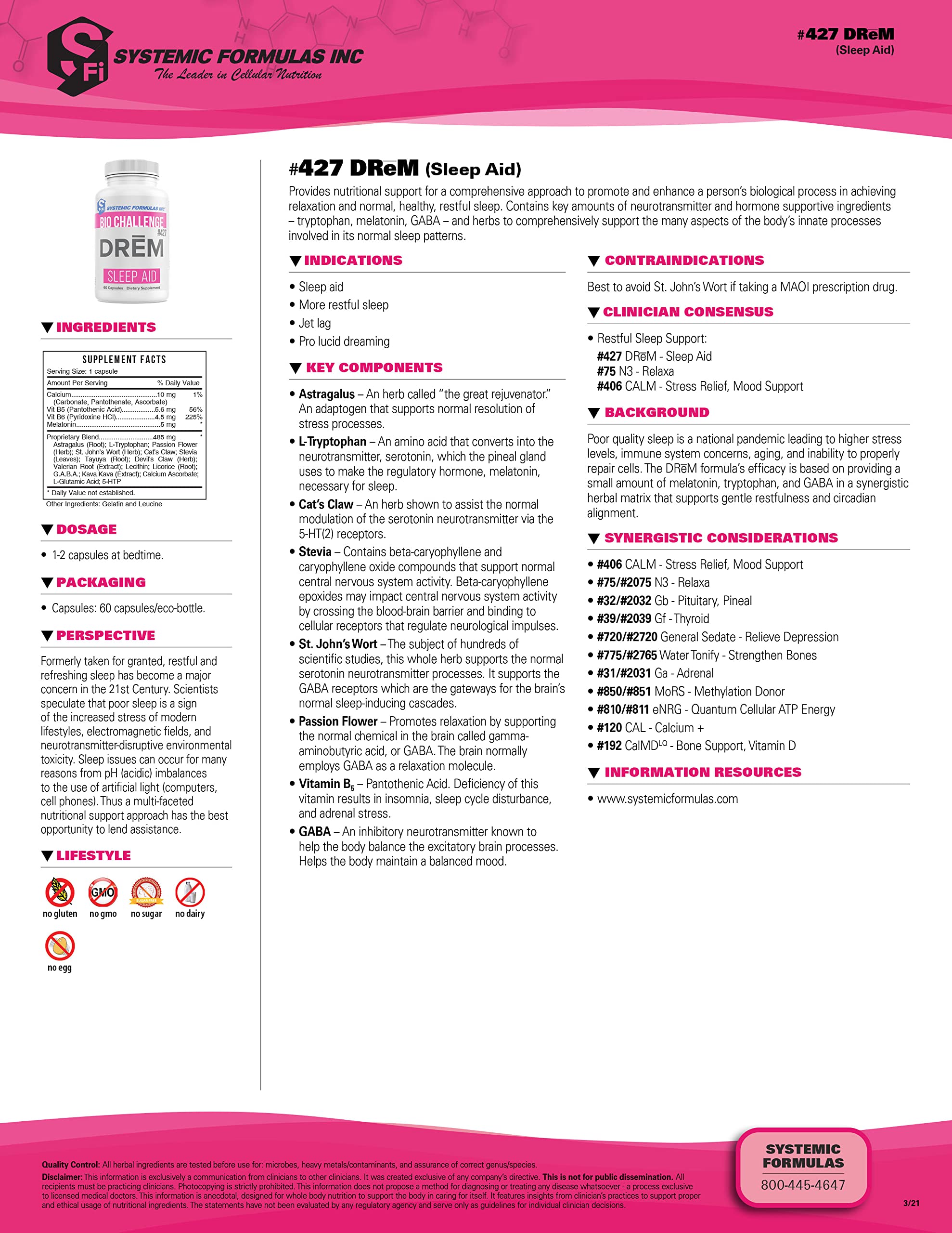 Systemic Formulas DReM Sleep Supplement 59g side view