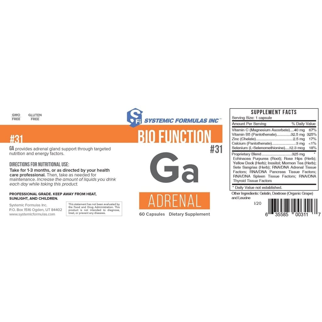 Systemic Formulas Ga-Adrenal 50g side view